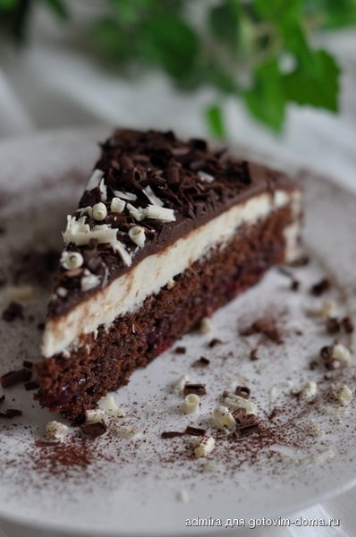 Торт шоколадно-сливочный с ягодной прослойкой фото к рецепту 3