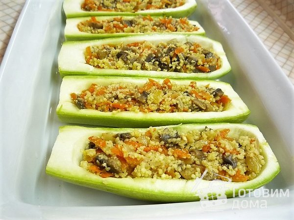 Кабачки фаршированные грибами и кускусом фото к рецепту 8