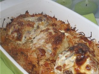 Капуста, запечённая в духовке с курочкой