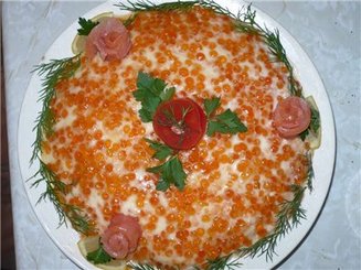 Салат "Креветки под шубой"