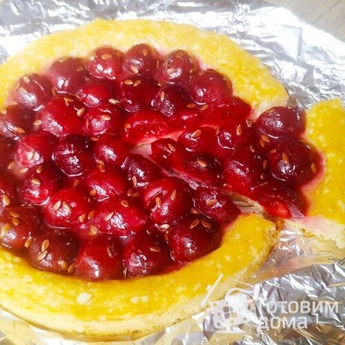 Творожный пирог-сырник с вишней