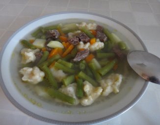 Суп из зелёной стручковой фасоли с галушками